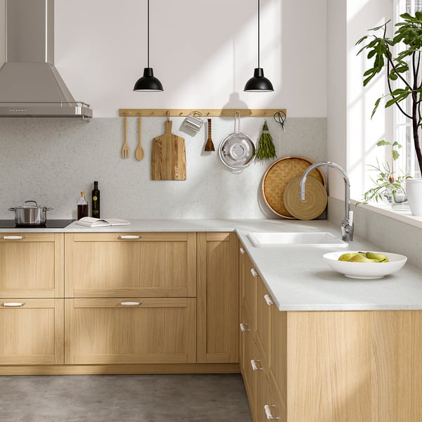 TÄRNHULT Custom made wall panel, light beige limestone effect/glass composite, 1 m²x1.2 cm