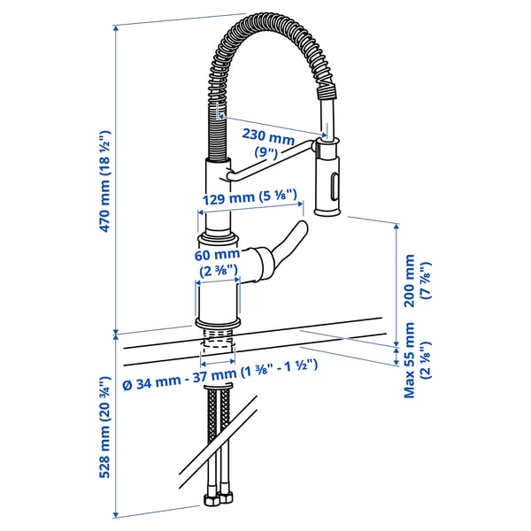 TAKSJÖN Kitchen mixer tap pull down w spray, stainless steel colour