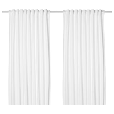 TIBAST white curtains, solid colour, cotton material, simple design, rod pocket heading.