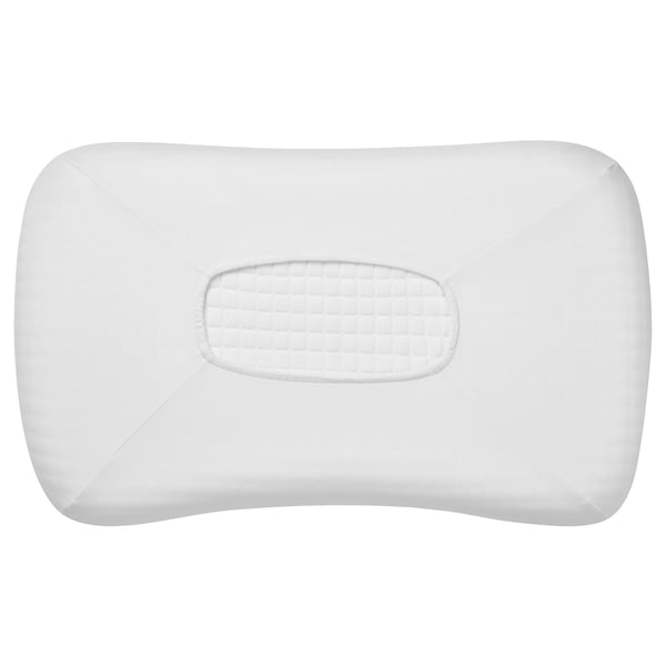A white TÖCKENFLY cotton pillowcase with elastic edges, designed for ergonomic pillows.