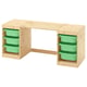 TROFAST Desk with storage boxes, light white stained pine light green, 124x44x52 cm