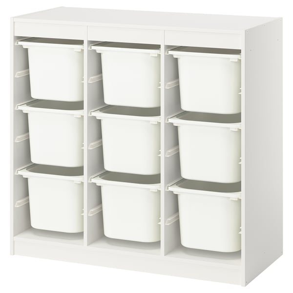 TROFAST Storage combination with boxes, room divider/white white, 99x44x94 cm
