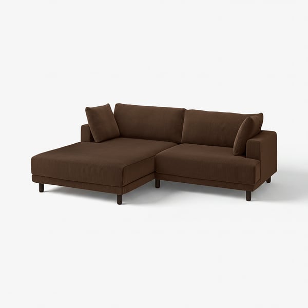 Brown UPPÅKRA sectional sofa, modern design, wooden legs, rectangular cushions, cosy and stylish.