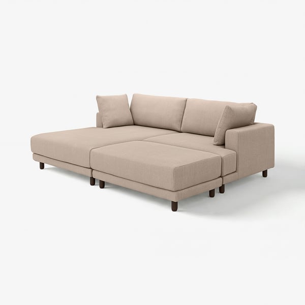 UPPÅKRA beige sectional couch, modern design, wooden legs, memory foam cushions.