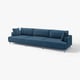 Displays a modern, blue, UPPÅKRA sectional sofa with a stylish design, featuring metal legs and large cushions for comfort.