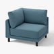 UPPÅKRA chair in blue, soft bouclé fabric, comfy sink-in design, dark wood legs, cosy for family relaxation.