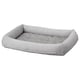 UTSÅDD grey dog bed, rectangular with bolster, soft recycled materials.