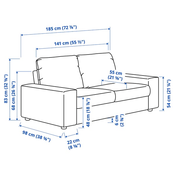 Illustration with measurements for the product: VIMLE.
