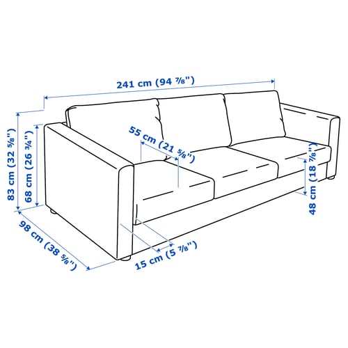 Illustration with measurements for the product: VIMLE.