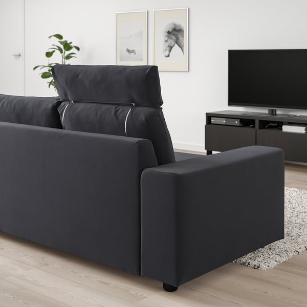 Dark grey VIMLE sofa in living room, large backrest, focal point