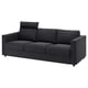 Modern dark grey VIMLE sofa, sleek design with adjustable headrest, durable fabric, 3-seat.