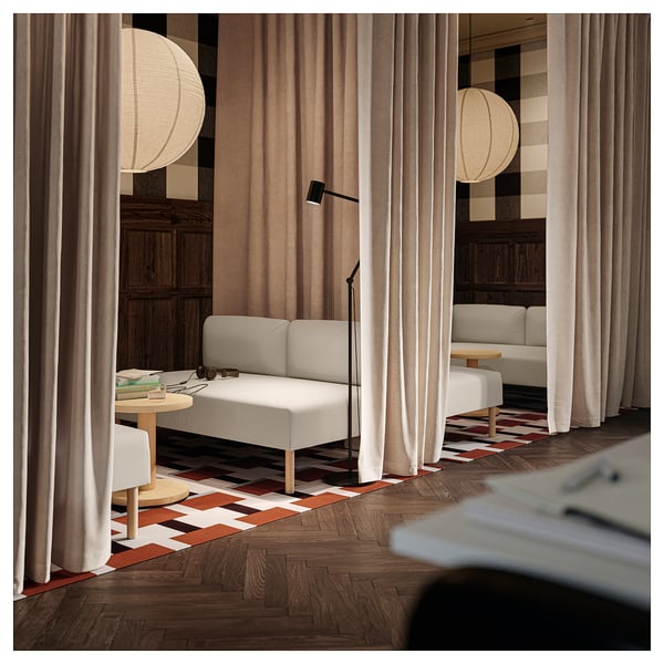 ÄNGSFRYLE Rideau voilage, 1pc, beige/ruflette, 300x300 cm