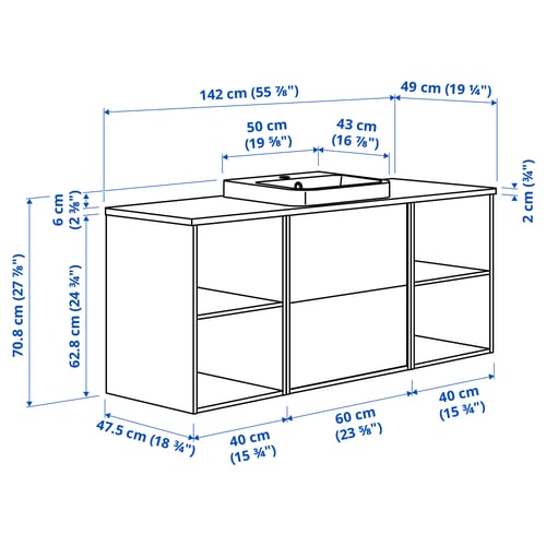 ÄNGSJÖN / BACKSJÖN Meuble lavabo/vasque
