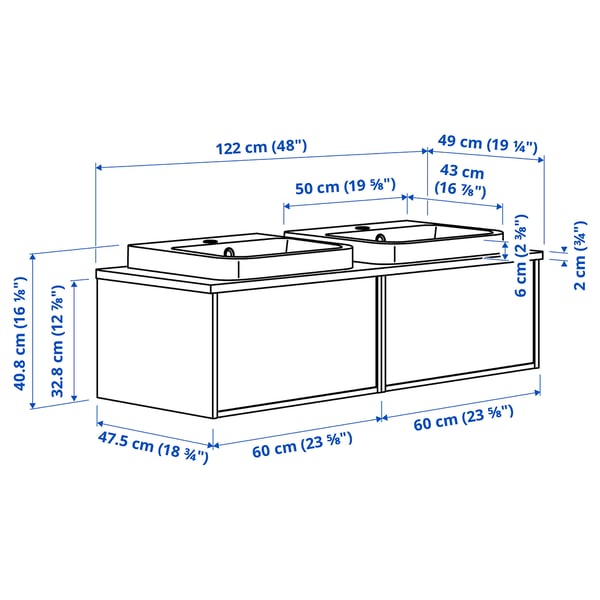 ÄNGSJÖN / BACKSJÖN Meuble lavabo/vasques