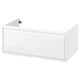 Meuble à tiroirs de salle de bain blanc ÄNGSJÖN. Design moderne et minimaliste avec poignées intégrées et tiroir complet.