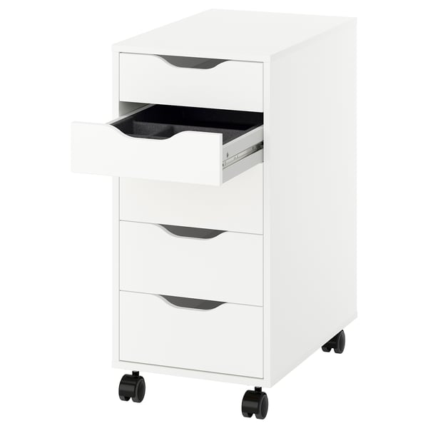 Armoire à classement ALEX blanc, 4 tiroirs, jantes noires.