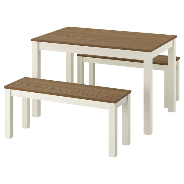ÅLHULT / ÅLHULT Table avec 2 bancs, beige/brun/beige/brun, 120x80 cm