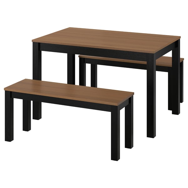 ÅLHULT / ÅLHULT Table avec 2 bancs, noir/brun/noir/brun, 120x80 cm