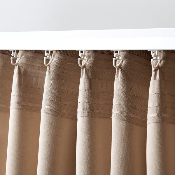 ANNAKAJSA Rideaux assombrissants, 2 pièces, beige/ruflette, 145x280 cm