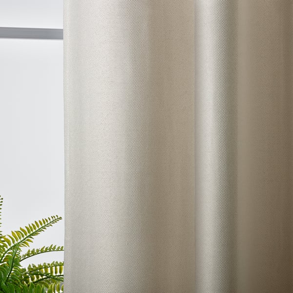 ANNAKAJSA Rideaux assombrissants, 2 pièces, blanc/ruflette, 145x300 cm