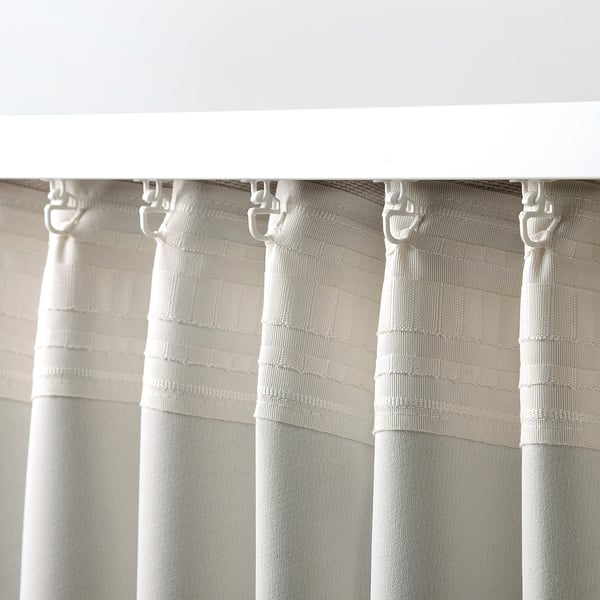ANNAKAJSA Rideaux assombrissants, 2 pièces, blanc/ruflette, 145x300 cm