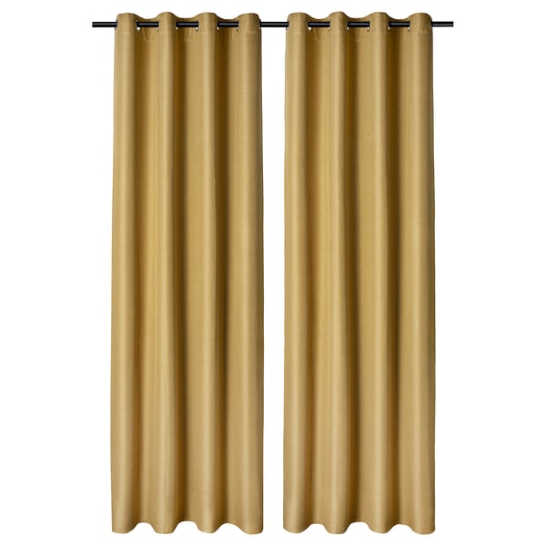 ANNAKAJSA Rideaux assombrissants, 2 pièces, brun jaune/avec oeillets, 145x300 cm