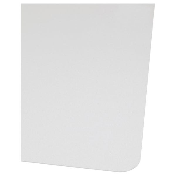 Produit en plastique blanc, bords lisses.
