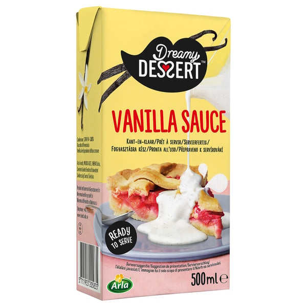 Boîte de sauce vanille dessert de rêve, 500ml, prête à servir.
