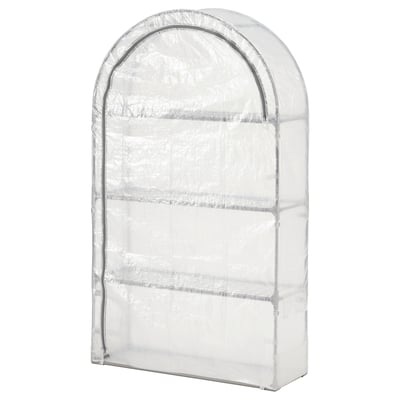 Mini serre ASPAREN, design voûté, 3 étagères, accès par fermeture éclair, polyéthylène transparent.