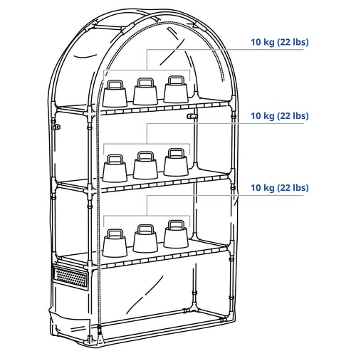 ASPAREN Serre, blanc transparent, 95x32x162 cm