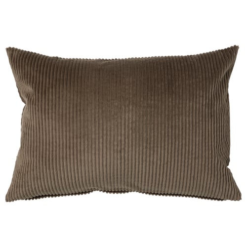 Oreiller ÅSVEIG, gris foncé, rectangulaire, texture velours côtelé, fermeture à glissière.