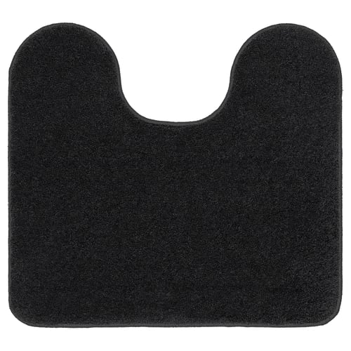 Tapis de bain noir BACKMÅRA, polyester recyclé doux, forme en U, support en latex antidérapant.