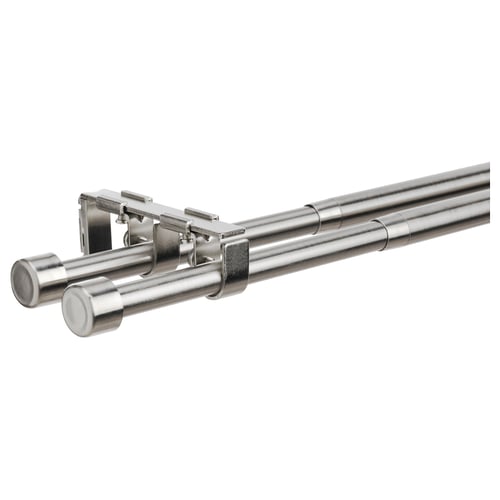 BEKRÄFTA set de tringles à rideaux chromées avec supports et embouts. Métallisé moderne, design élégant.