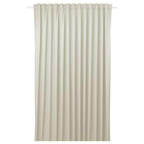 Rideau BENGTA blanc cassé avec dessus passe-tringle, texture lisse, rectangulaire.