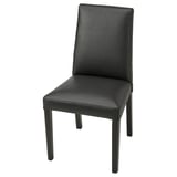 Chaise BERGMUND en cuir noir, design moderne avec dossier et assise carrés, quatre pieds fins.