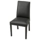 Chaise BERGMUND en cuir noir, design moderne avec dossier et assise carrés, quatre pieds fins.