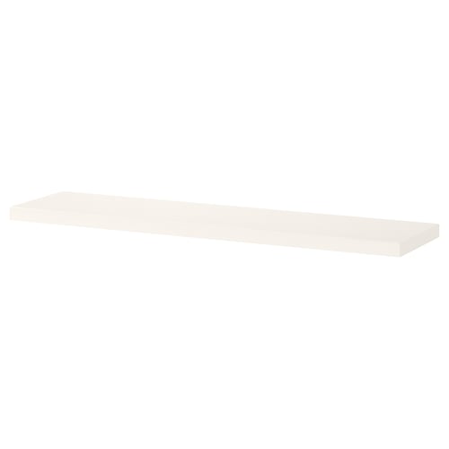 Une étagère murale blanche, BERGSHULT, de forme rectangulaire avec un bord biseauté.