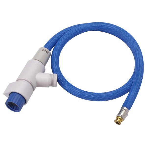 Le tuyau BERGVATTNET bleu avec connecteur gris économise l’eau froide de la douche, le caoutchouc composite renforcé.