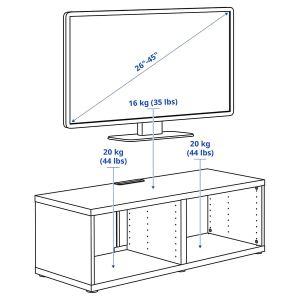 Illustration avec les mesures du produit : BESTÅ.