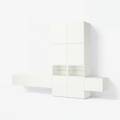 BESTÅ Combinaison de rangement murale, blanc/Lappviken blanc, 360x42x231 cm