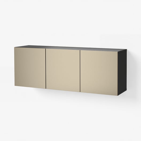 BESTÅ Combinaison rangement murale, brun noir/Riksviken effet bronze clair, 180x42x64 cm