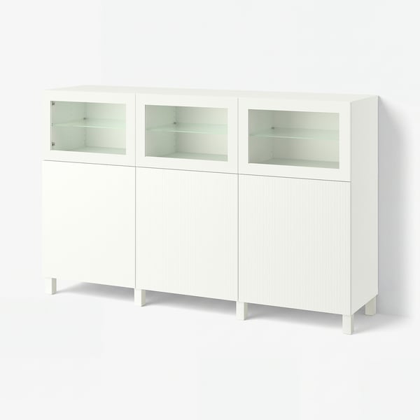 BESTÅ Combinaison rangement portes, blanc/Förvaltare blanc, 180x42x112 cm