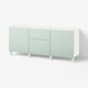 BESTÅ Combinaison rangement tiroirs, blanc/Hjortviken gris-vert pâle, 180x42x74 cm
