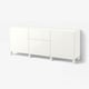 BESTÅ Combinaison rangement tiroirs, blanc/Selsviken/Stubbarp brillant/blanc, 180x42x74 cm