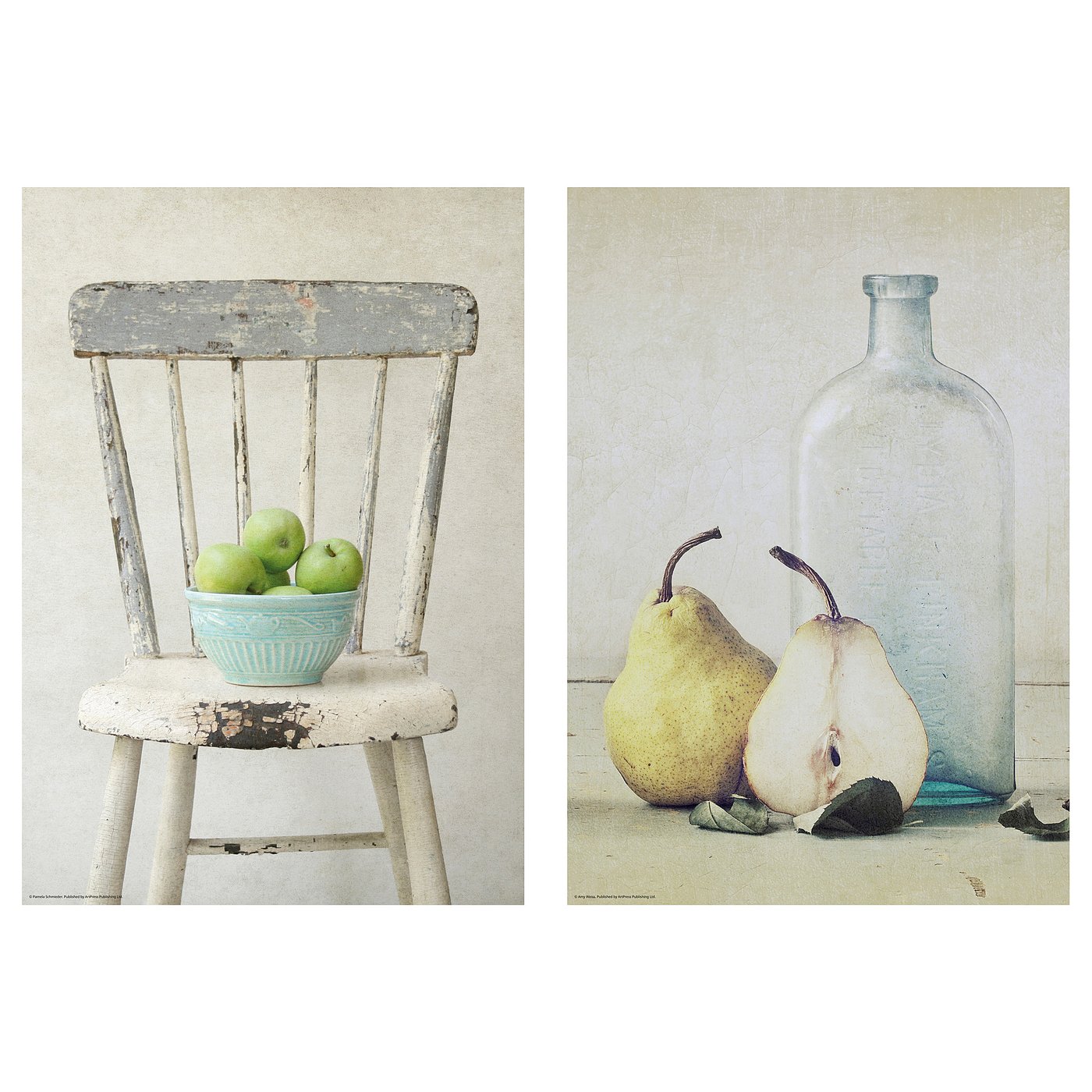 Affiche BILD vintage avec nature morte fruits et bouteille, tons rustiques.