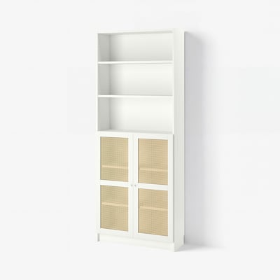 BILLY / HÖGADAL Bibliothèque avec portes, blanc, 80x30x202 cm