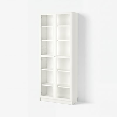 BILLY / OXBERG Bibliothèque vitrée, blanc/verre, 80x41x202 cm