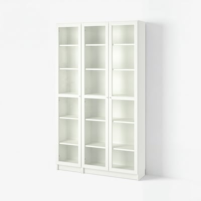 BILLY / OXBERG Bibliothèque vitrée, blanc, 120x30x202 cm