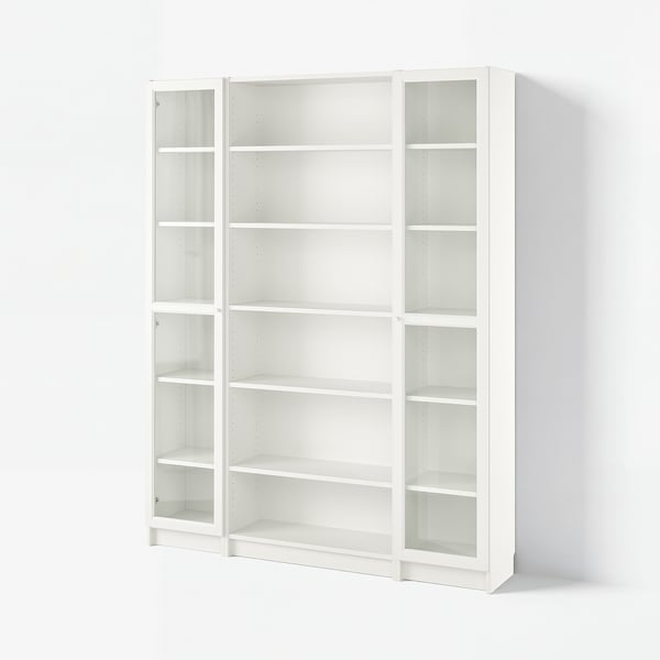 BILLY / OXBERG Combi bibliothèque+portes vitrées, blanc, 160x202 cm