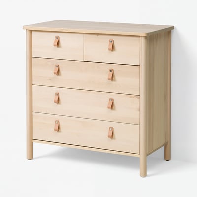 BJÖRKSNÄS Commode 5 tiroirs, bouleau, 90x47x90 cm